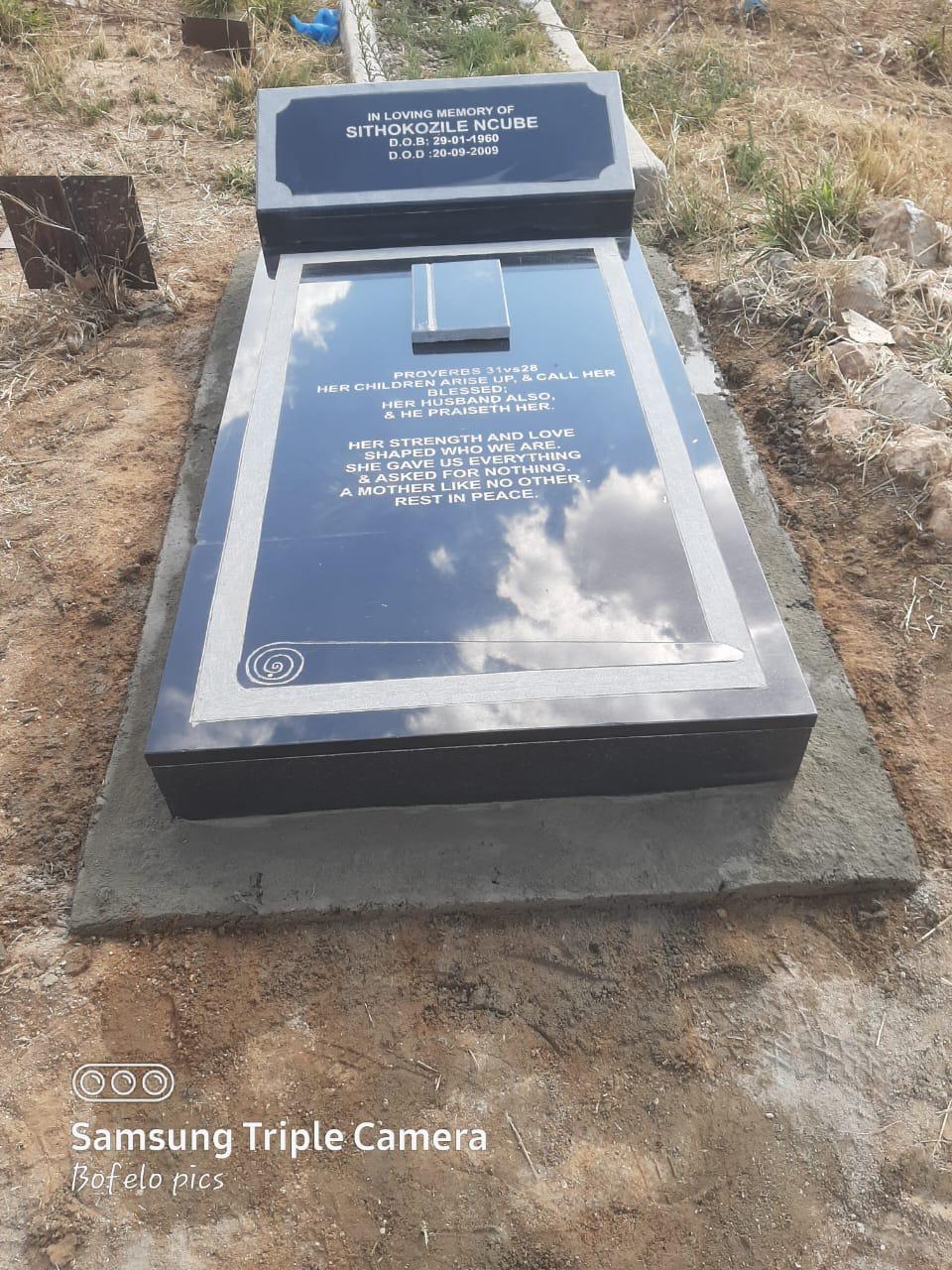 Elegant black granite tombstone